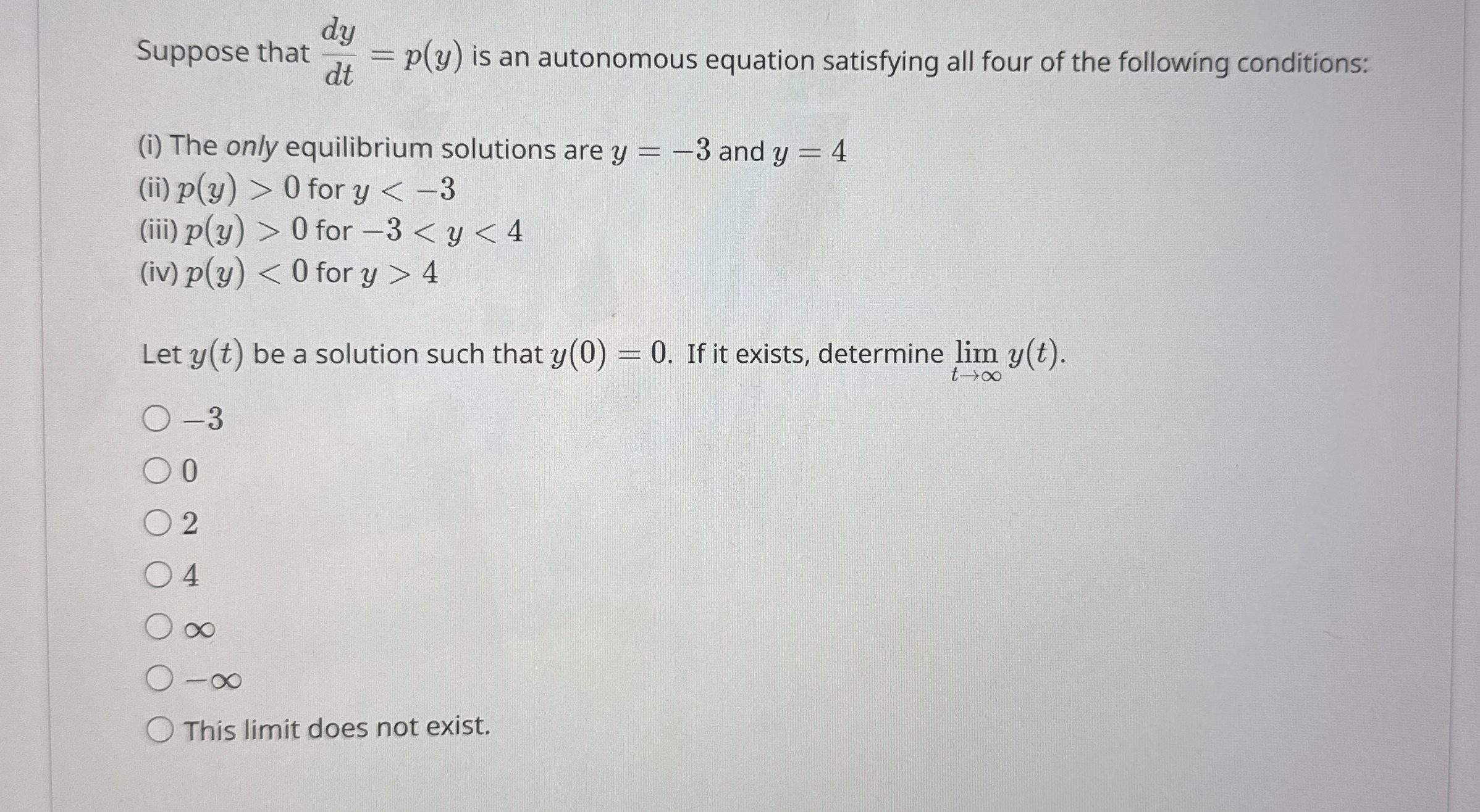 Suppose that d y d t = p ( y ) is an autonomous