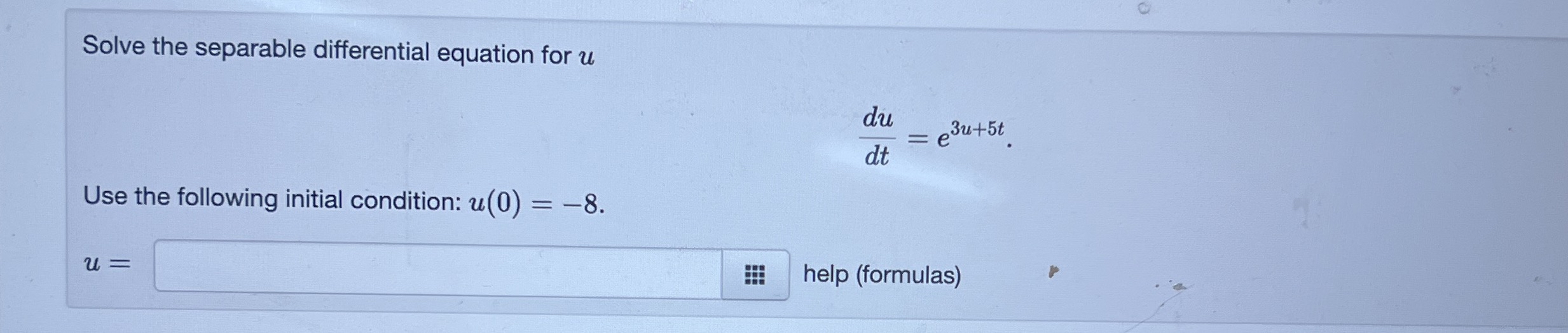 Solve the separable differential equation for u d