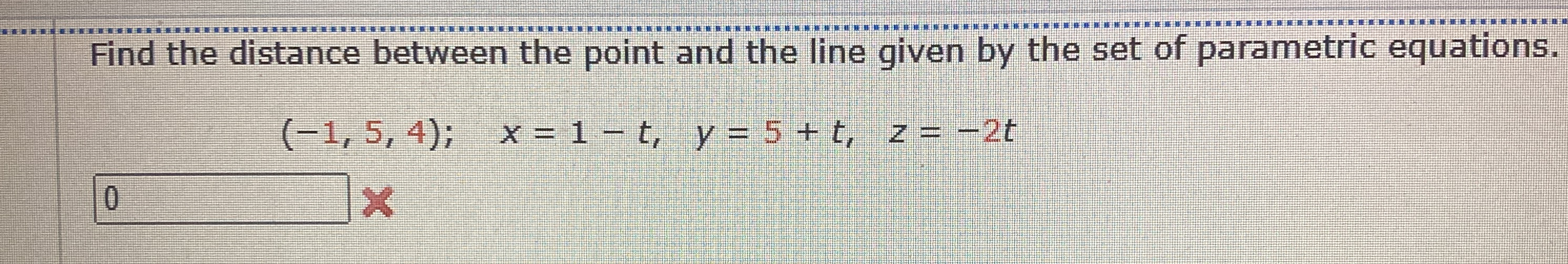 Find the distance between the point and the line