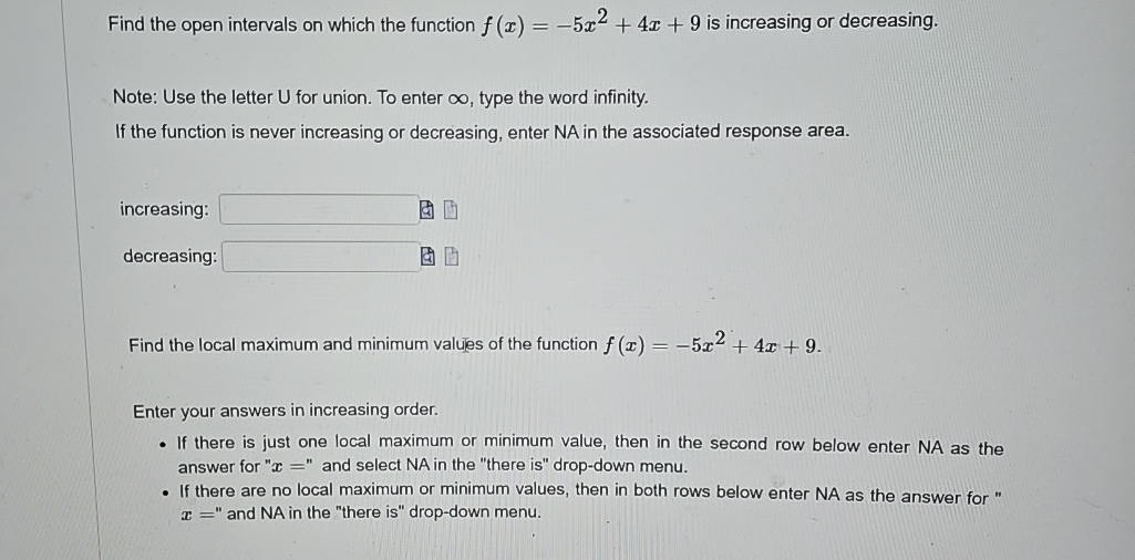 Find the open intervals on which the function f (