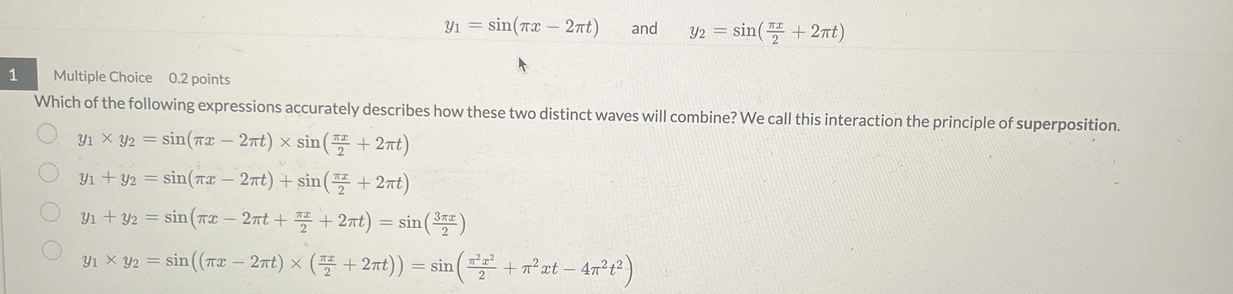 y 1 = s i n ( x - 2 t ) , and , y 2 = s i n ( x 2
