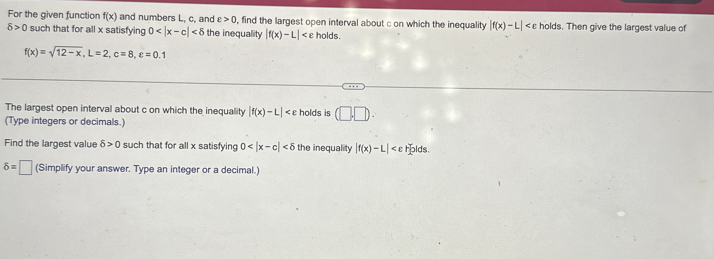 For the given function f ( x ) and numbers L , c
