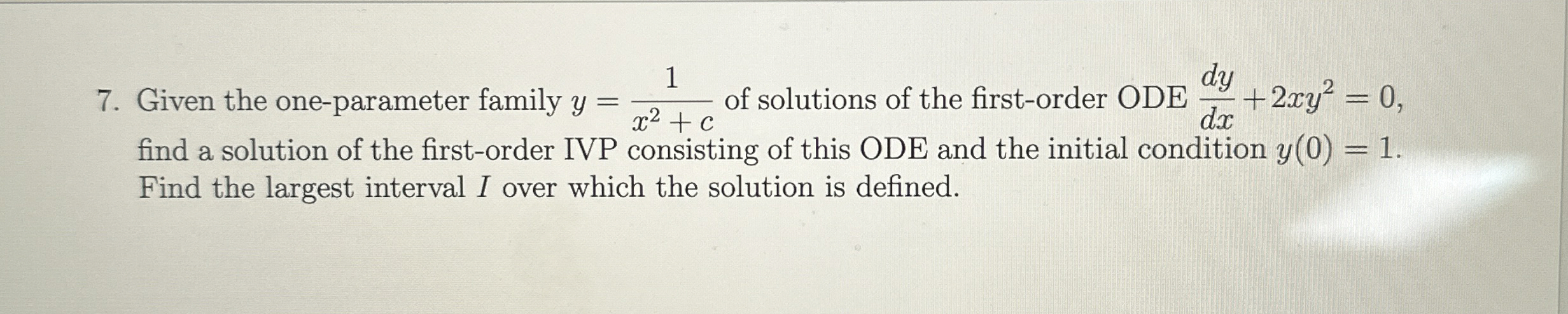 Given the one - parameter family y = 1 x 2 + c of