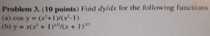 Find d y d x for the following functions ( a ) c
