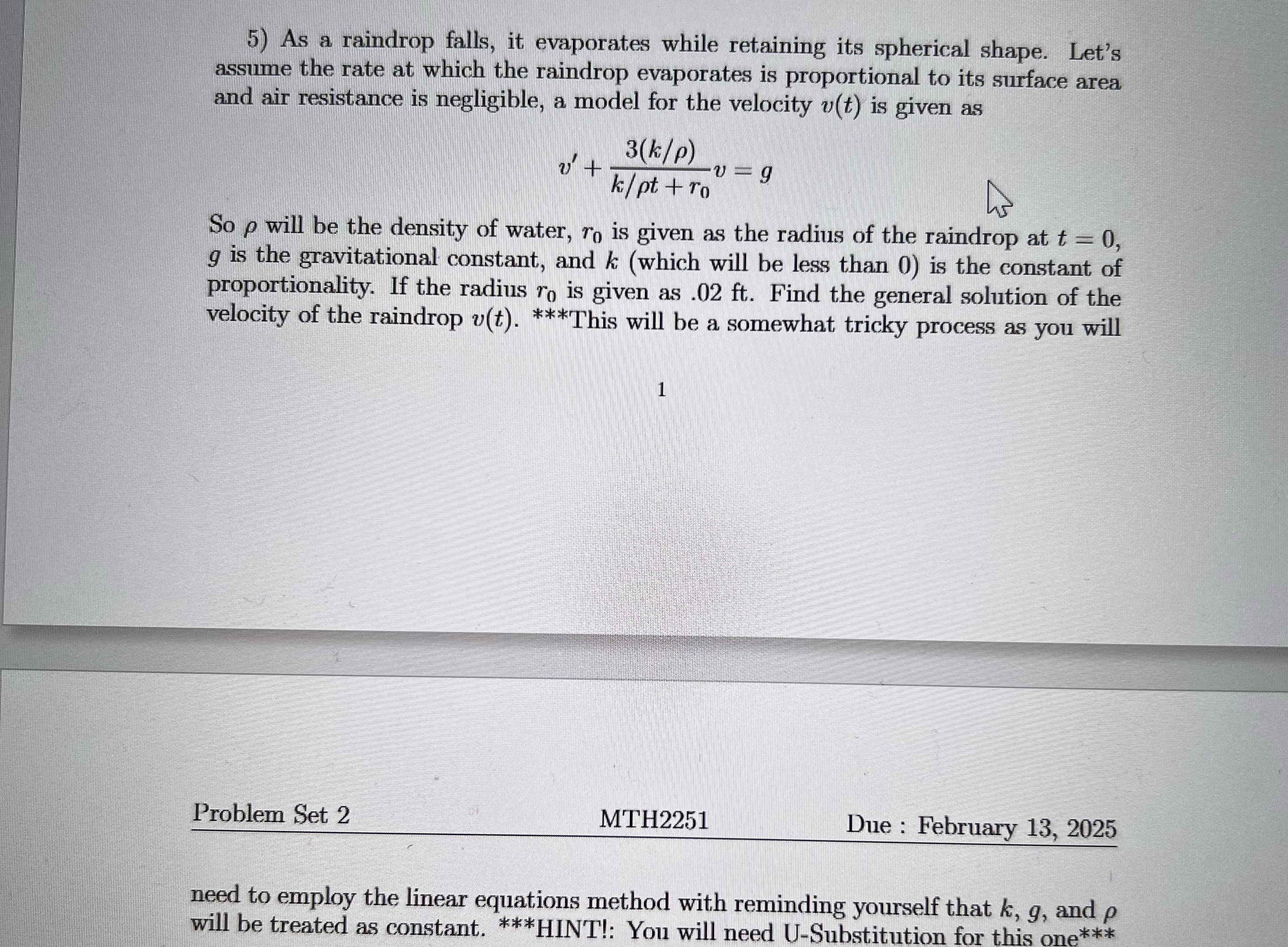 As a raindrop falls, it evaporates while