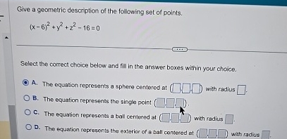 Give a geometric description of the following set