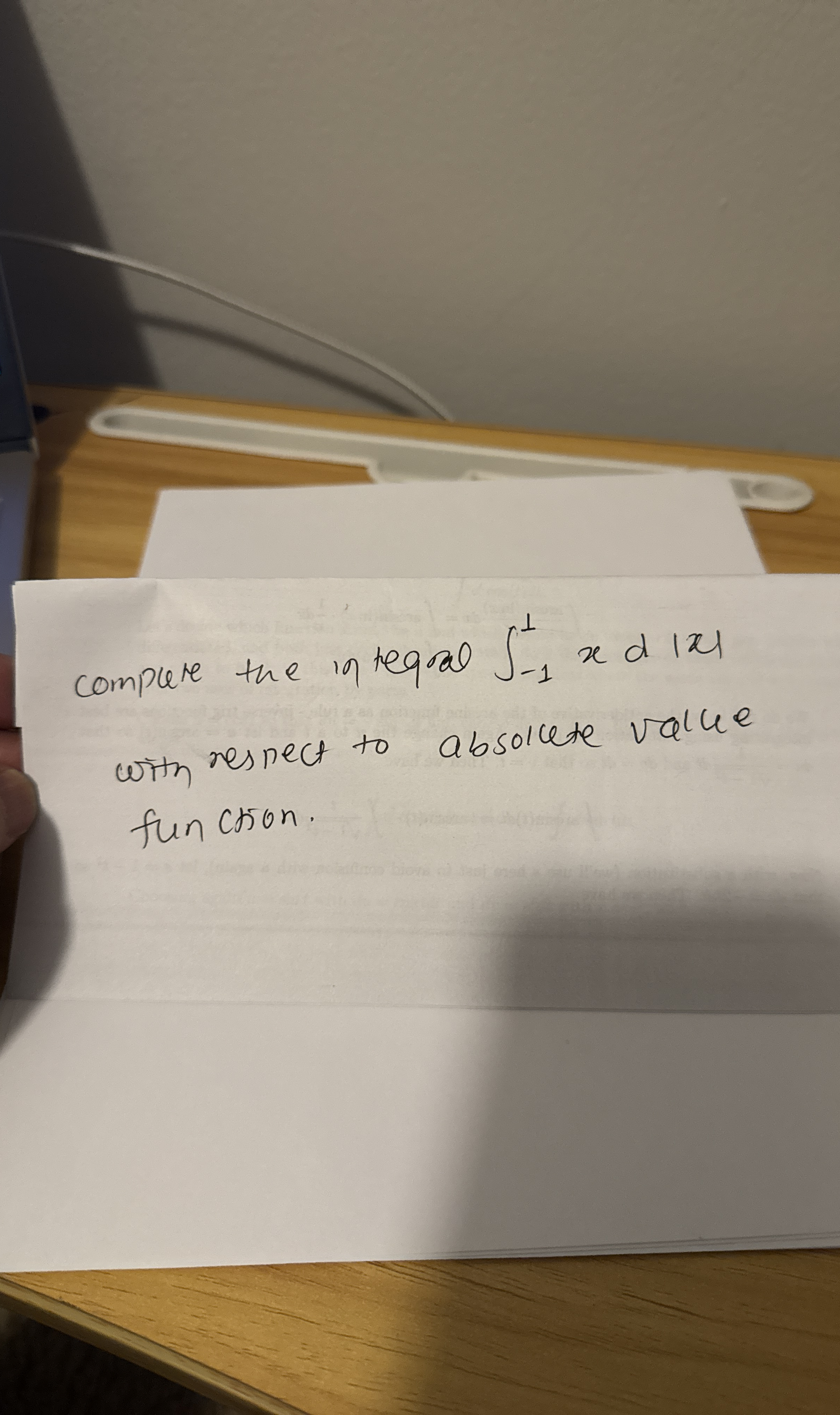 compure the integral - 1 1 x d | x | with respect