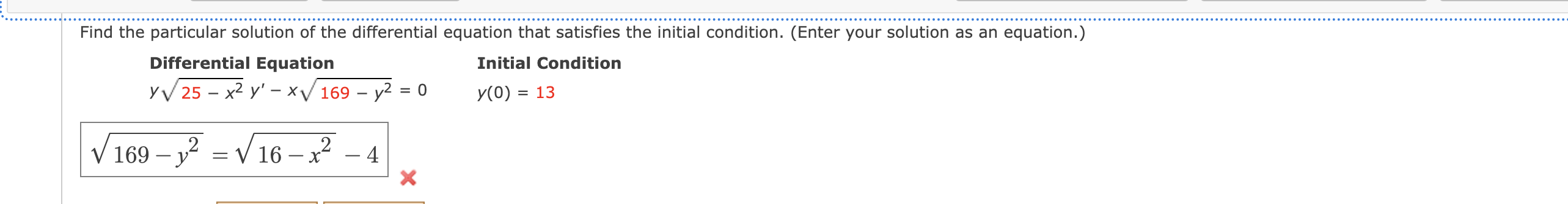 Find the particular solution of the differential