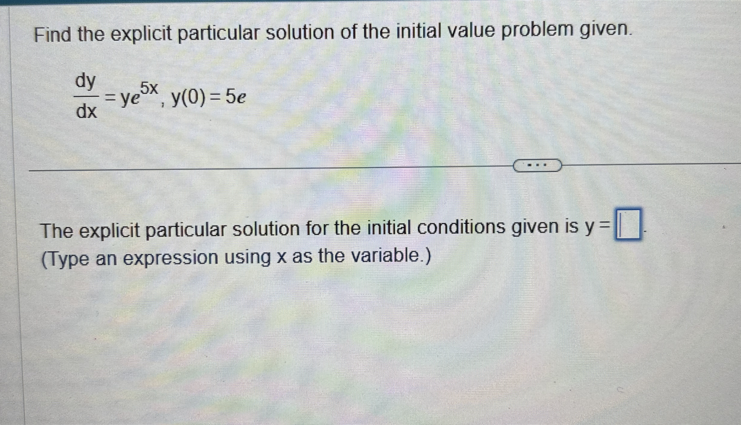 Find the explicit particular solution of the