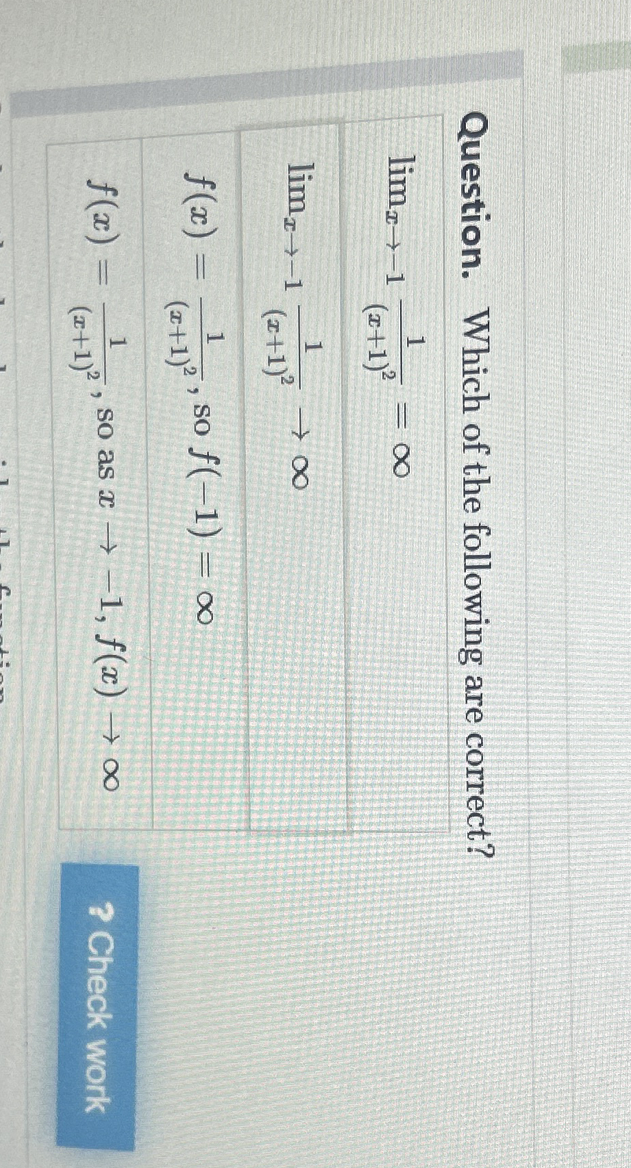 Question. Which of the following are correct? lim