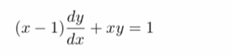 ( x - 1 ) d y d x + x y = 1 Use integrating