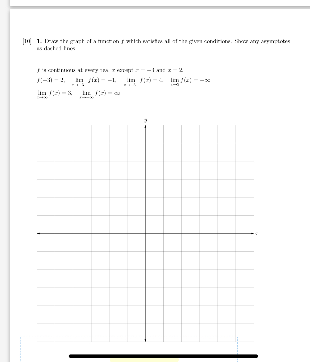 [ 1 0 ] 1 . Draw the graph of a function f which
