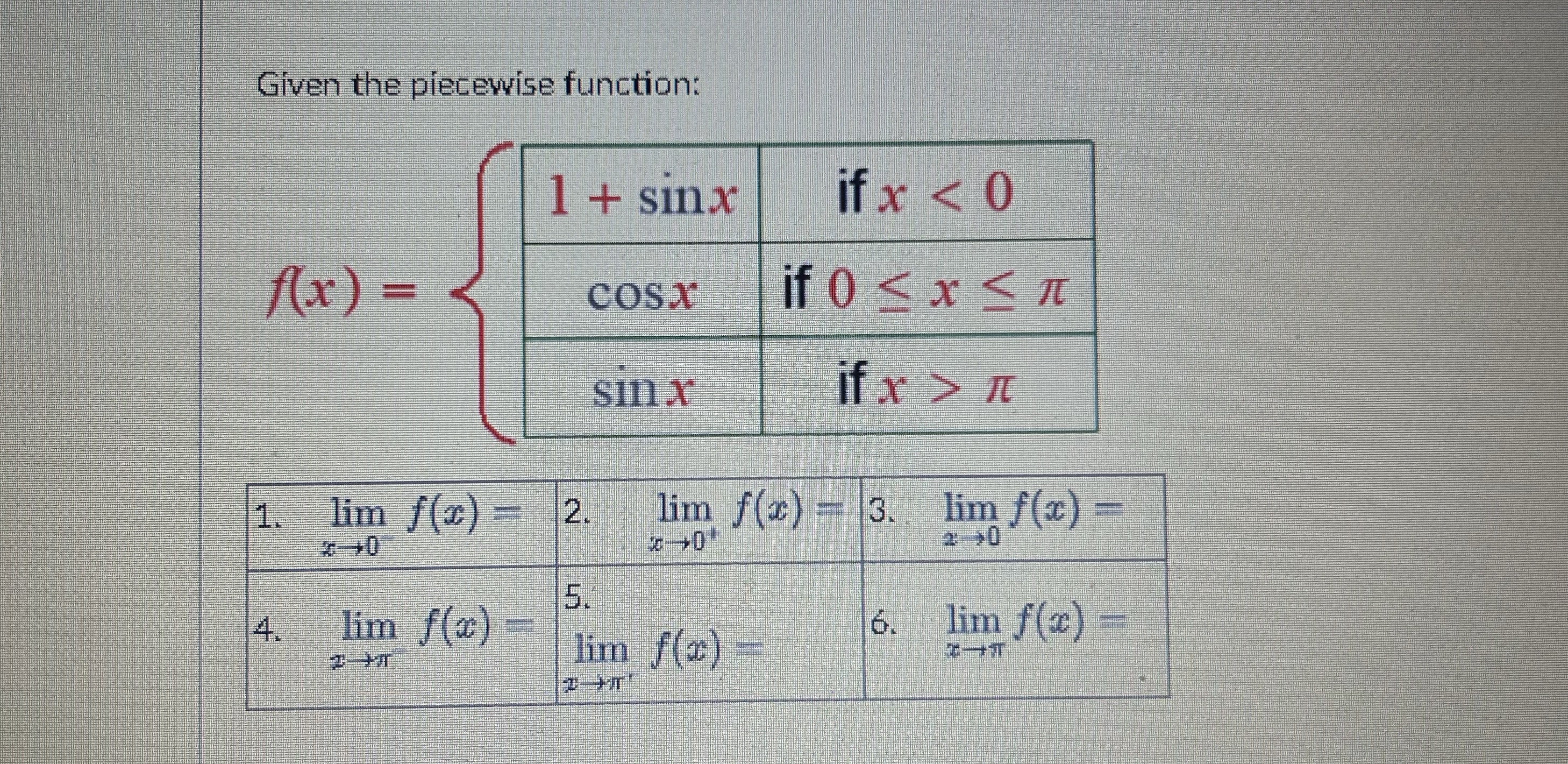 Given the piecewise function: f ( x ) = { 1 + s i