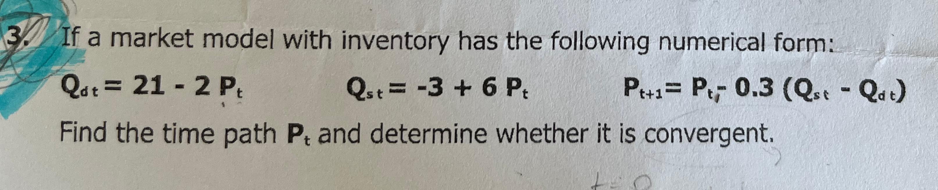 If a market model with inventory has the