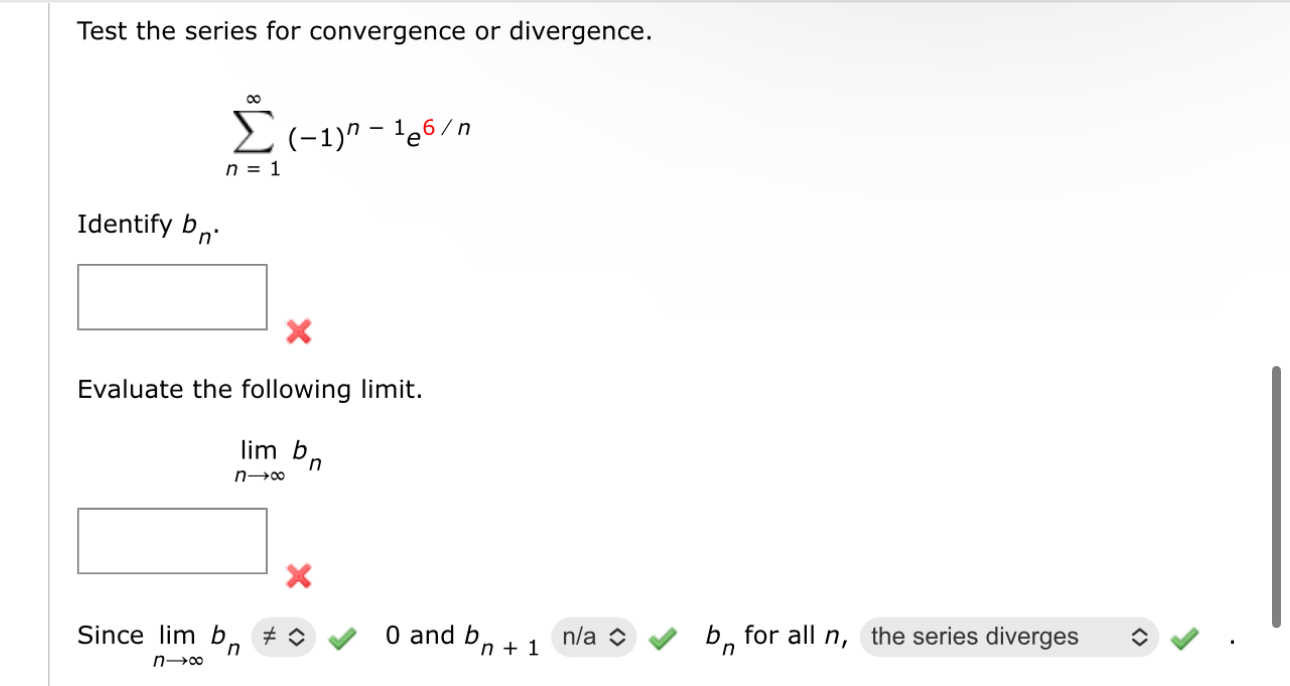 Test the series for convergence or divergence. n