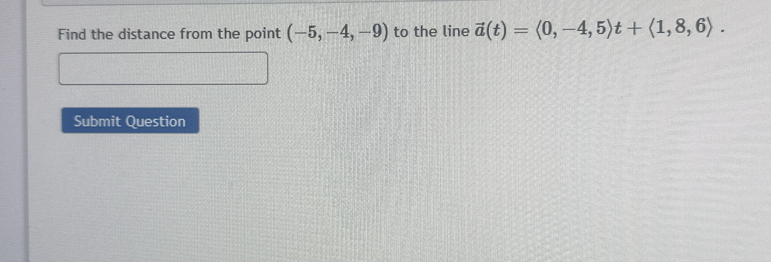 Find the distance from the point ( - 5 , - 4 , -