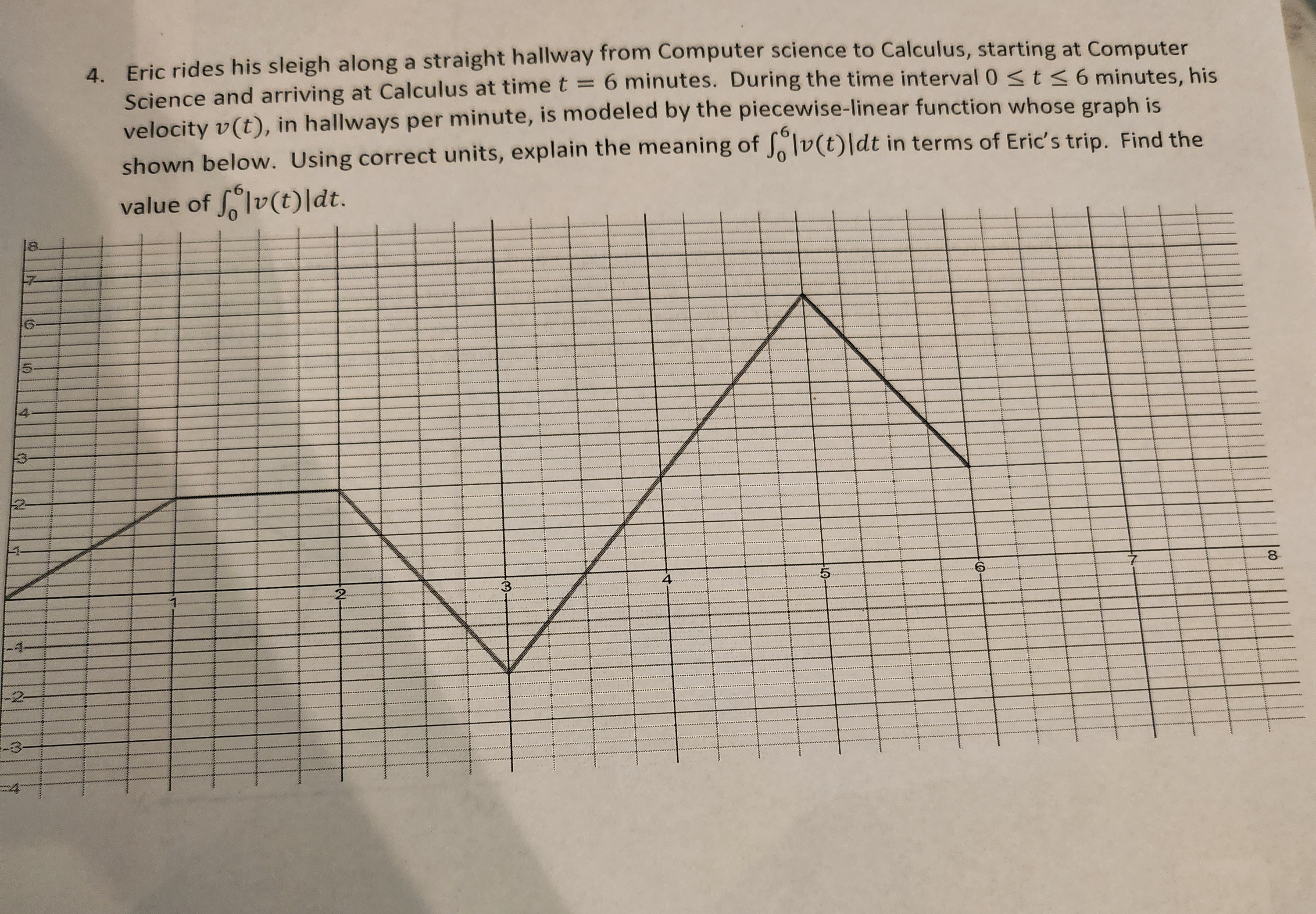 Eric rides his sleigh along a straight hallway