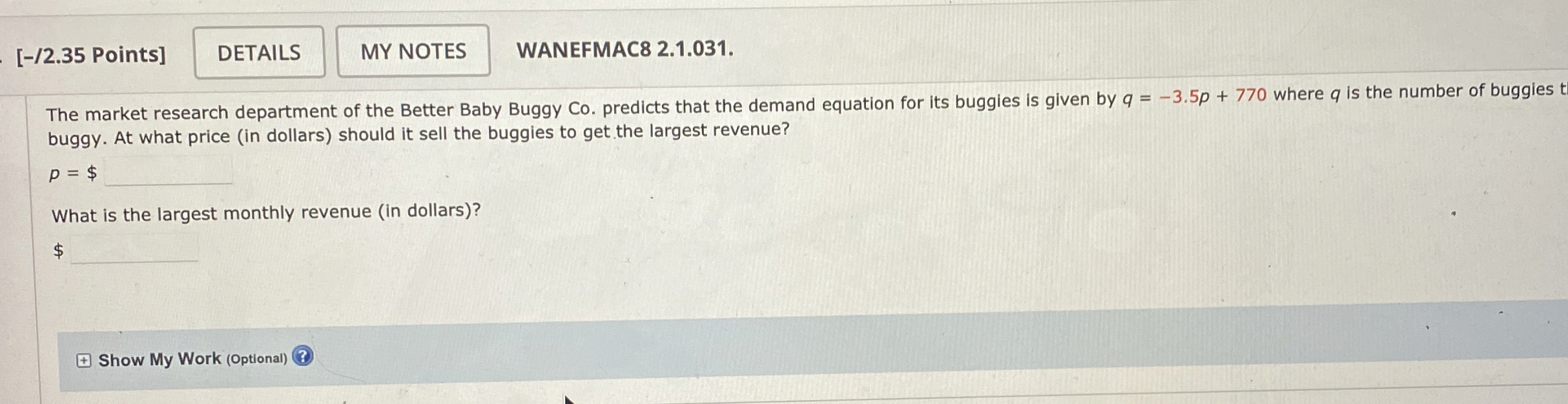 [ - / 2 . 3 5 Points ] WANEFMAC 8 2 . 1 . 0 3 1 .