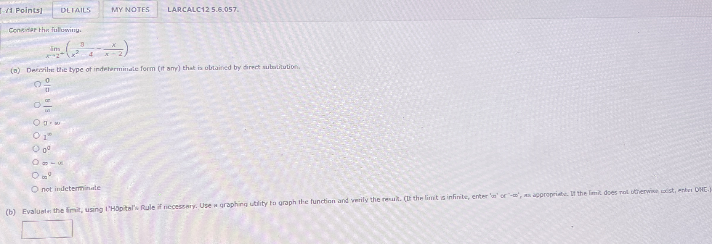 [ - / 1 Points ] DETAILS LARCALC 1 2 5 . 6 . 0 5