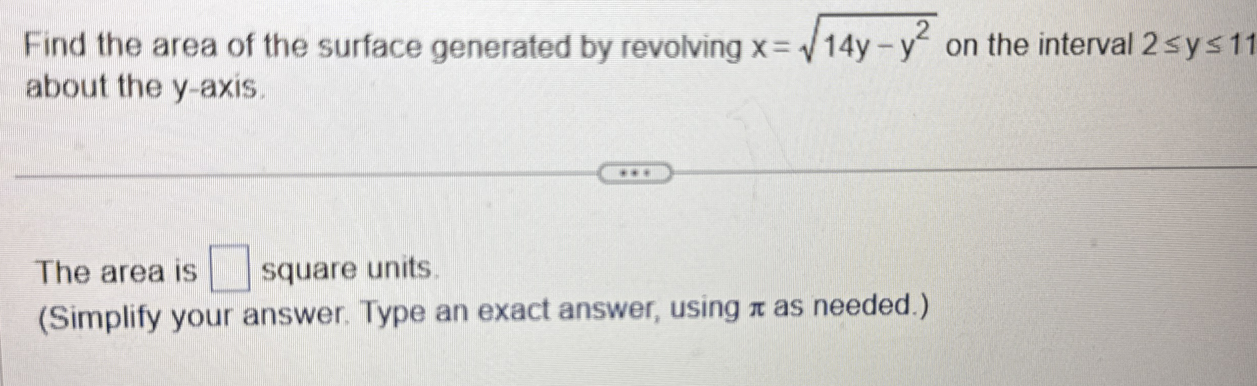 Find the area of the surface generated by