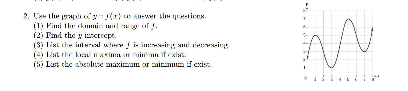2 . Use the graph of \ ( y = f ( x ) \ ) to