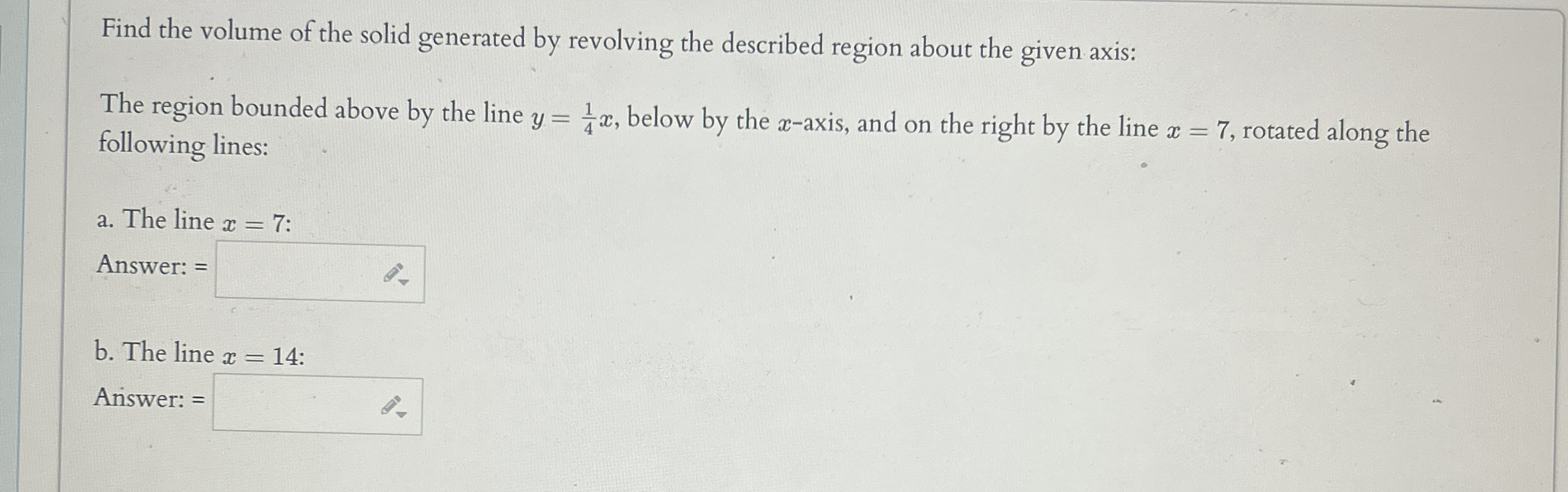 Find the volume of the solid generated by