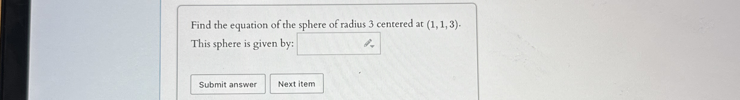 Find the equation of the sphere of radius 3