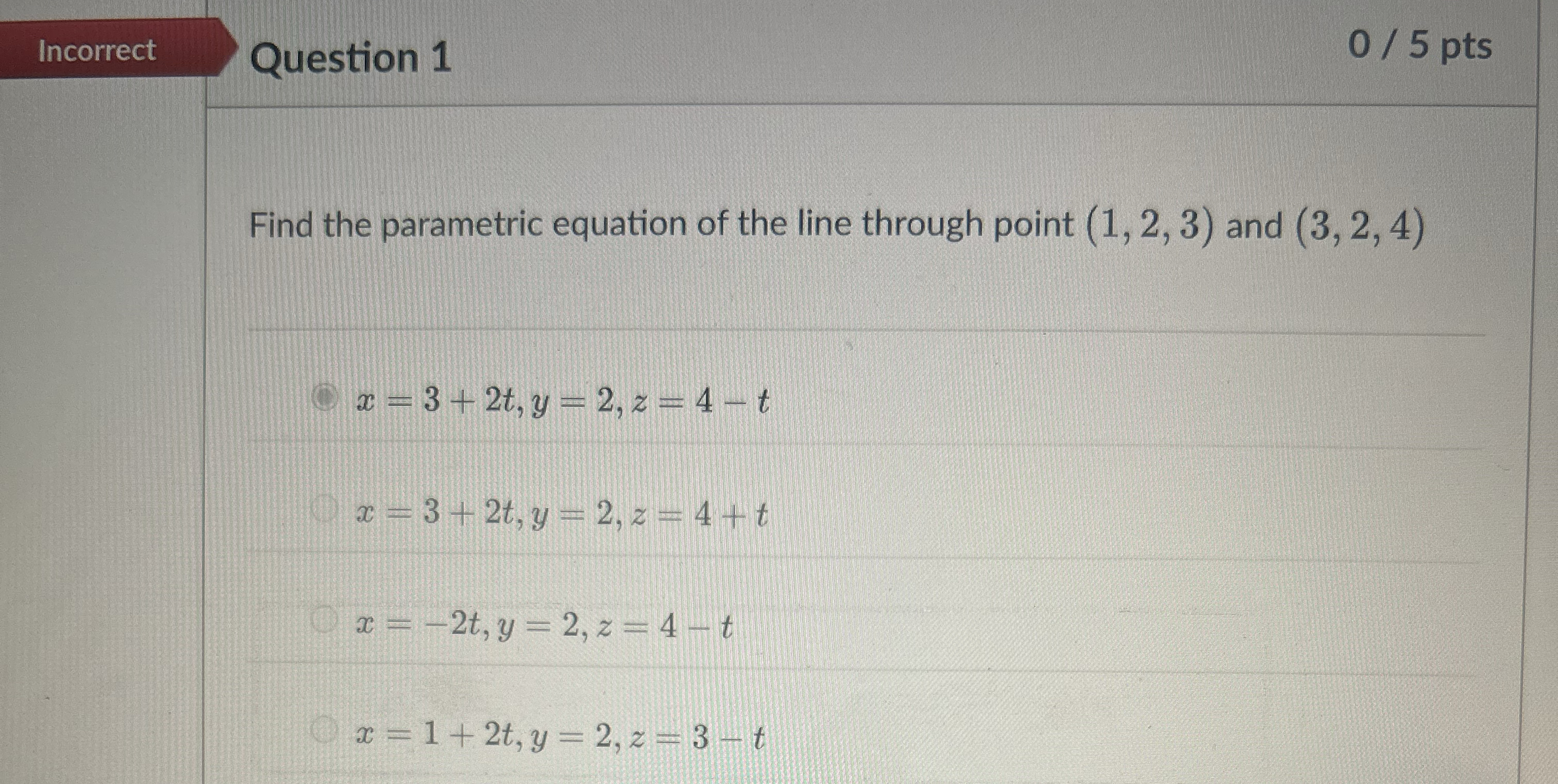 Find the parametric equation of the line through