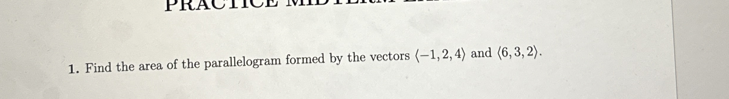 Find the area of the parallelogram formed by the