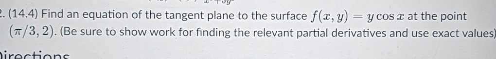 ( 1 4 . 4 ) Find an equation of the tangent plane