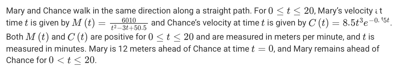 Mary and Chance walk in the same direction along