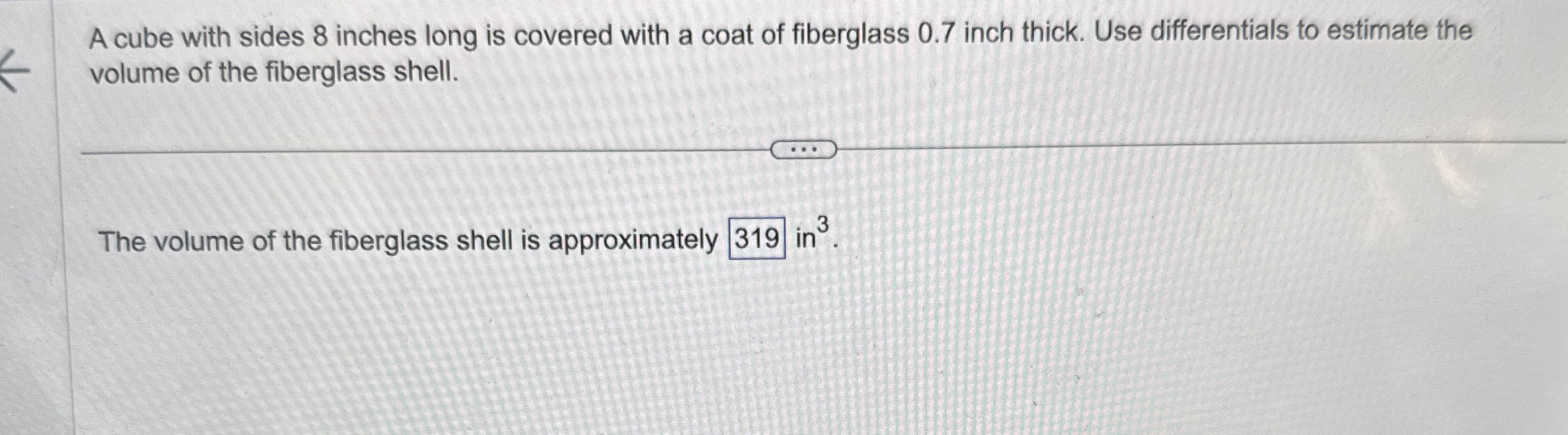 A cube with sides 8 inches long is covered with a