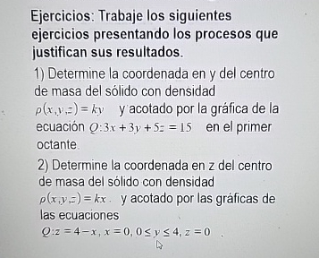 Ejercicios: Trabaje los siguientes ejercicios