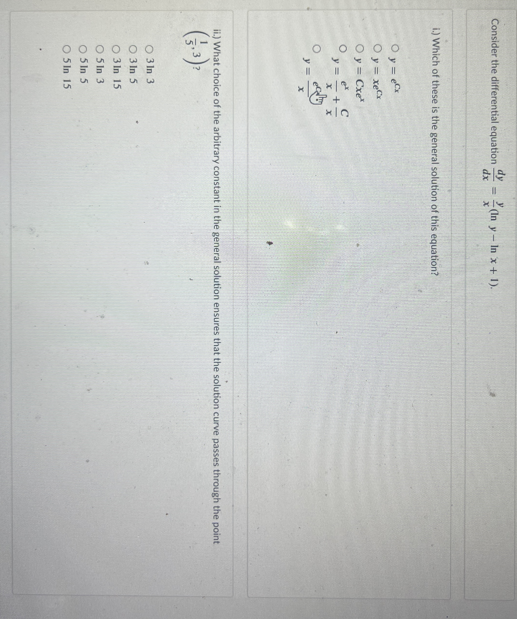 Consider the differential equation d y d x = y x
