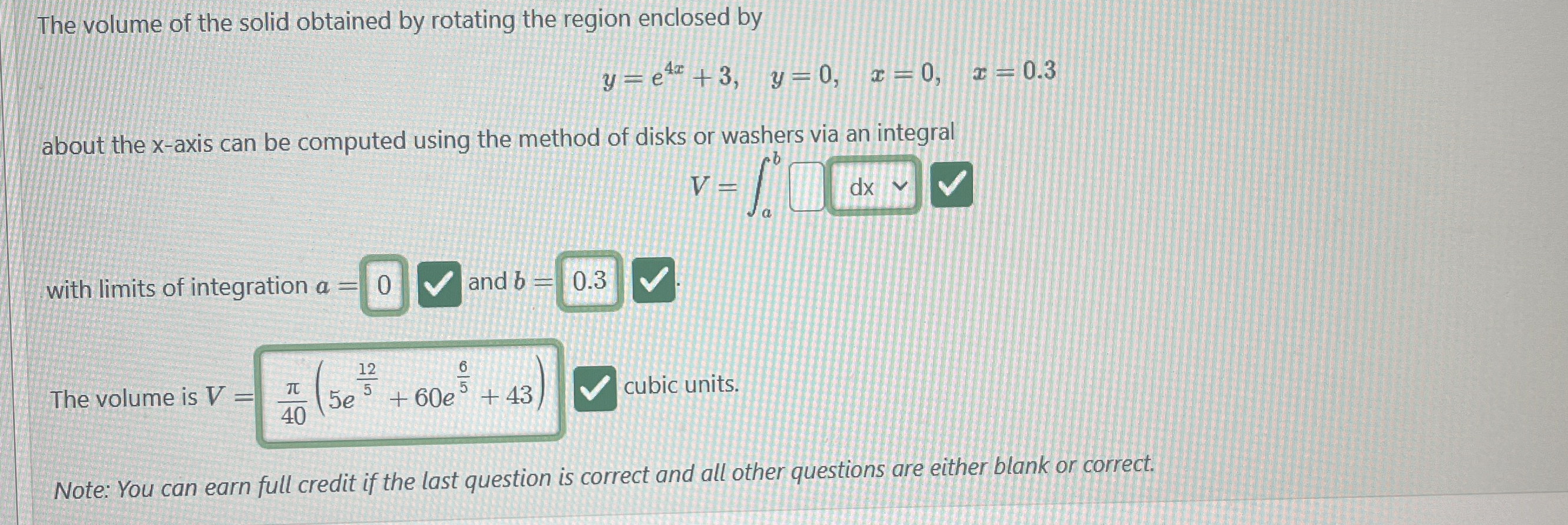 The volume of the solid obtained by rotating the