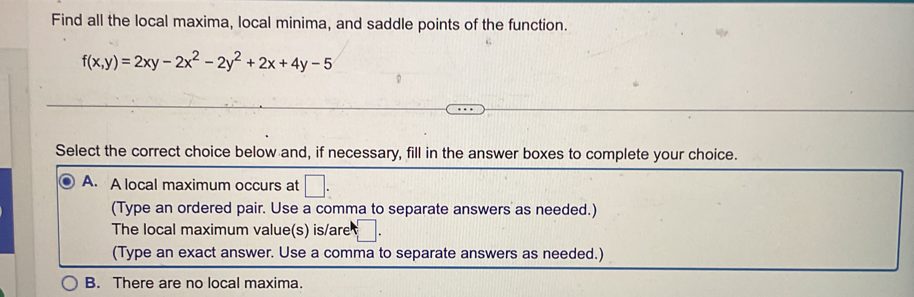 Find all the local maxima, local minima, and