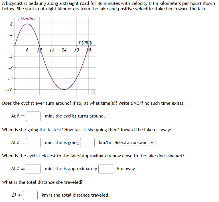 A bicyclist is pedaling along a straight road for