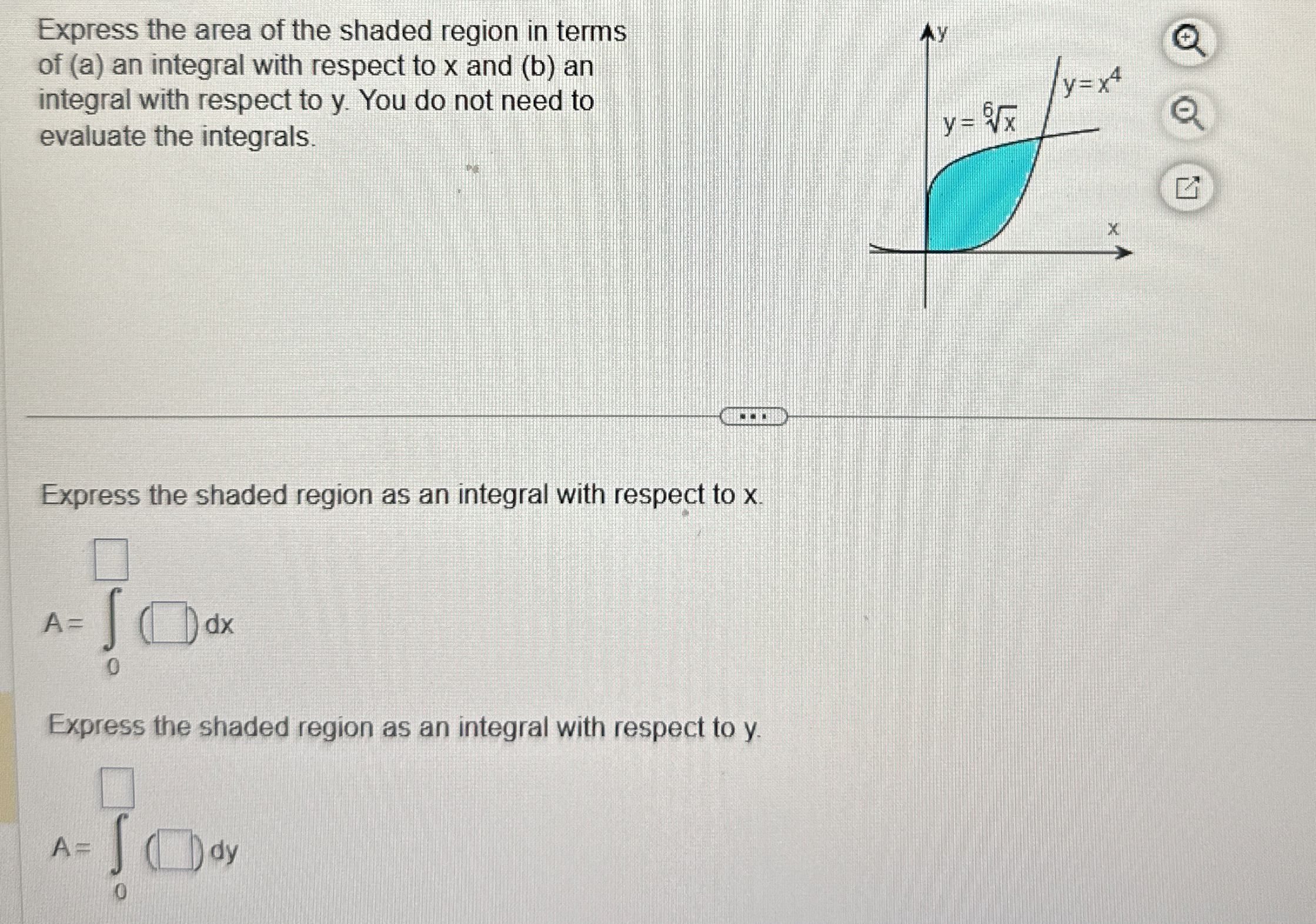 Express the area of the shaded region in terms of