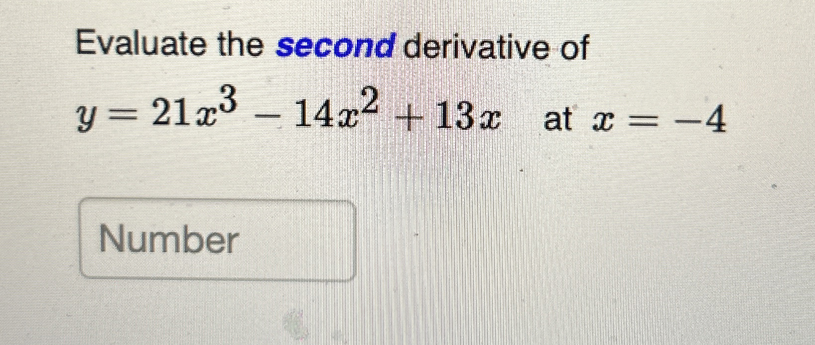 Evaluate the second derivative of y = 2 1 x 3 - 1