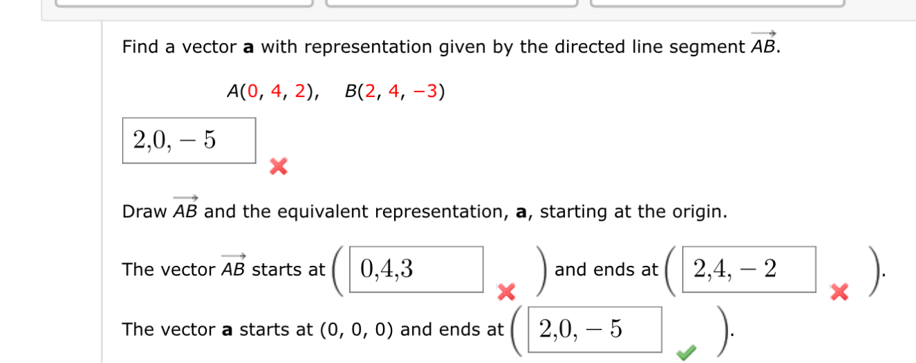 Find a vector a with representation given by the