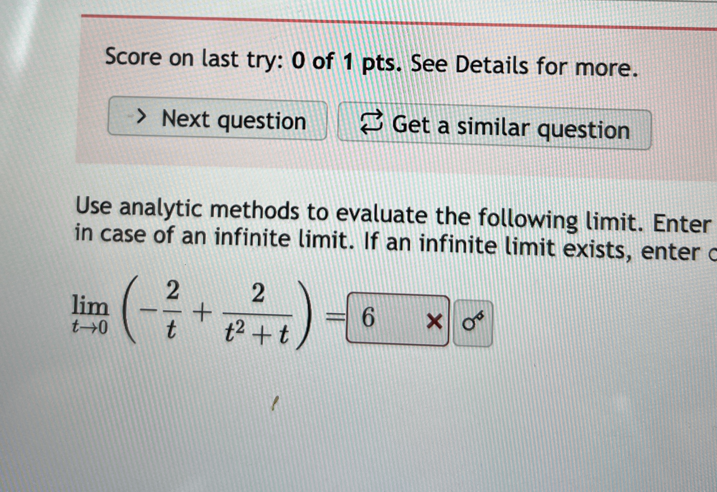 Score on last try: 0 of 1 pts . See Details for