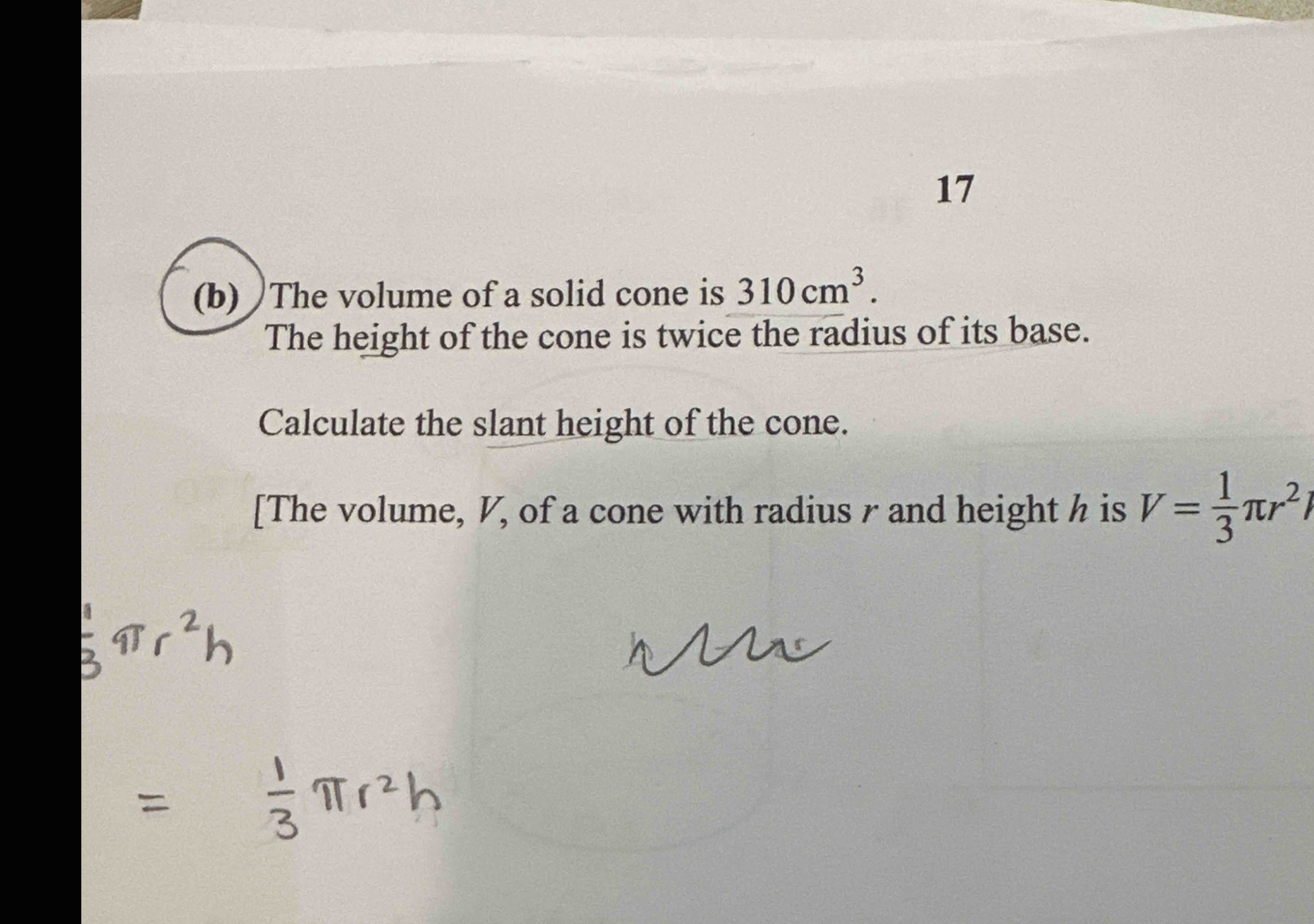 code class = "asciimath" > ) The volume of a