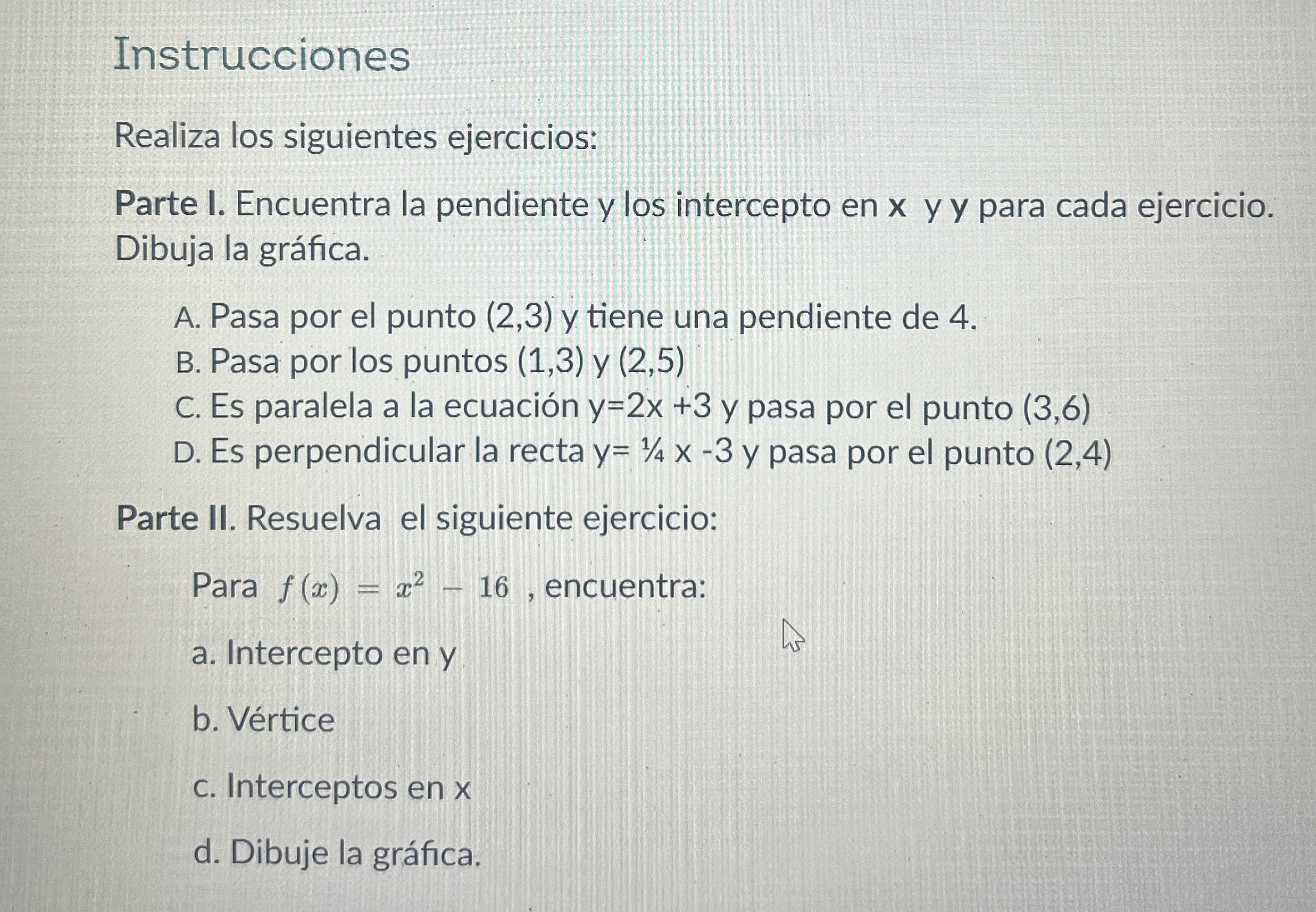Instrucciones Realiza los siguientes ejercicios:
