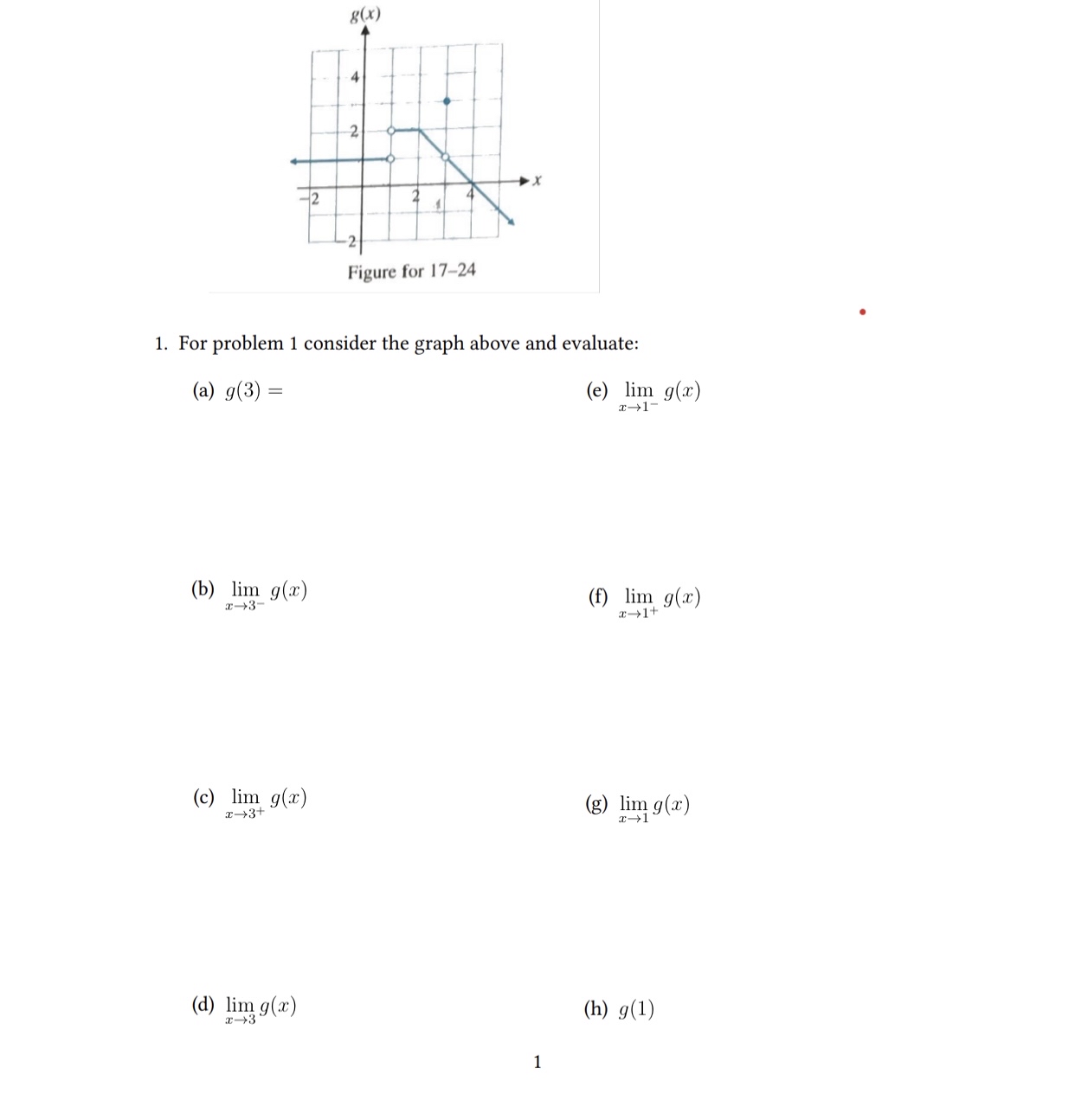 For problem 1 consider the graph above and