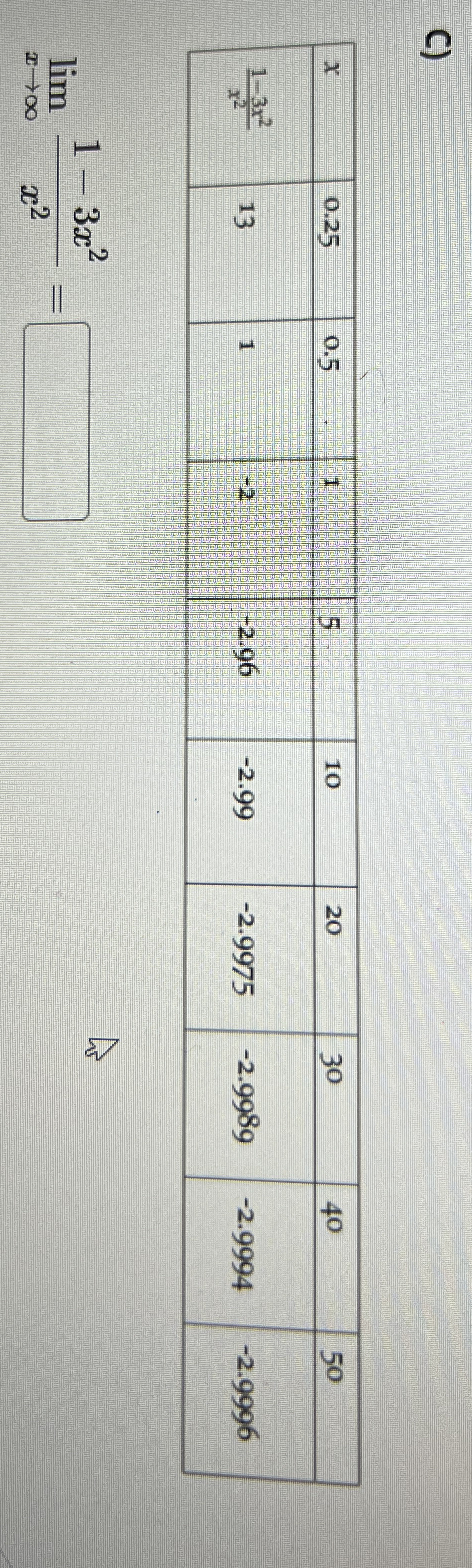 C ) \ table [ [ x , 0 . 2 5 , 0 . 5 , 1 , 5 , 1 0