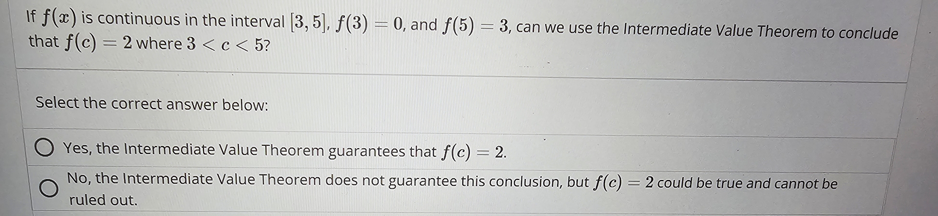 If f ( x ) is continuous in the interval [ 3 , 5