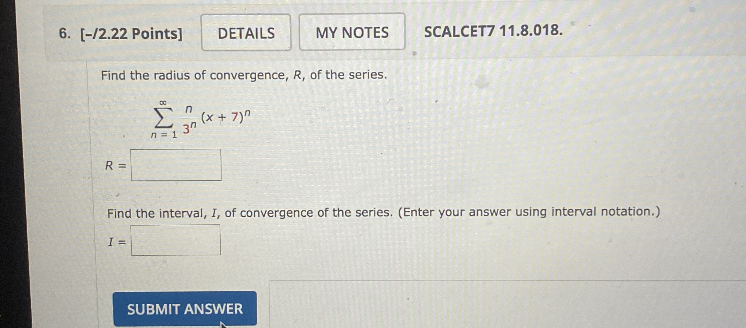 [ - / 2 . 2 2 Points ] SCALCET 7 1 1 . 8 . 0 1 8