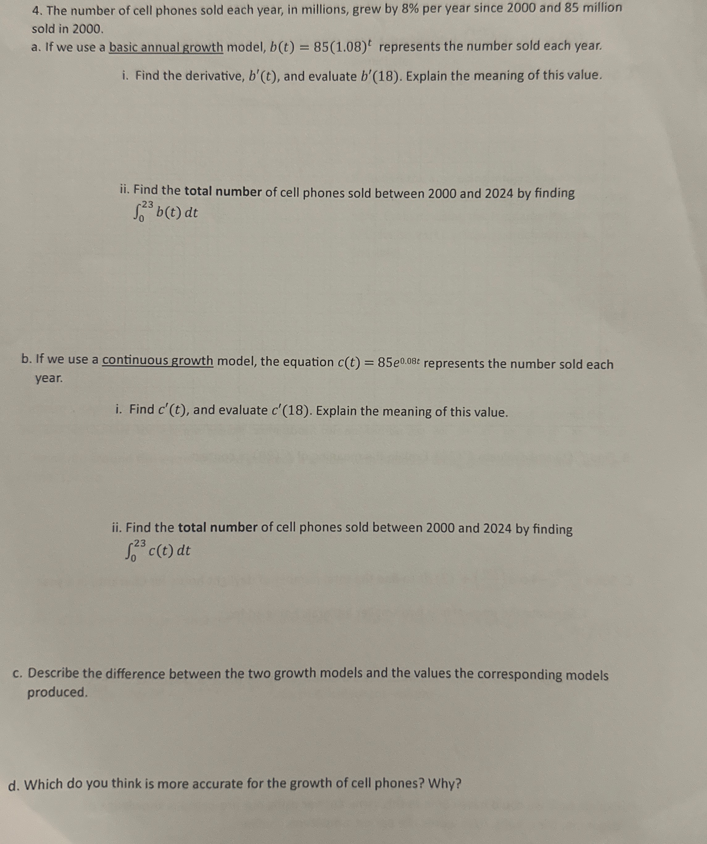 The number of cell phones sold each year, in