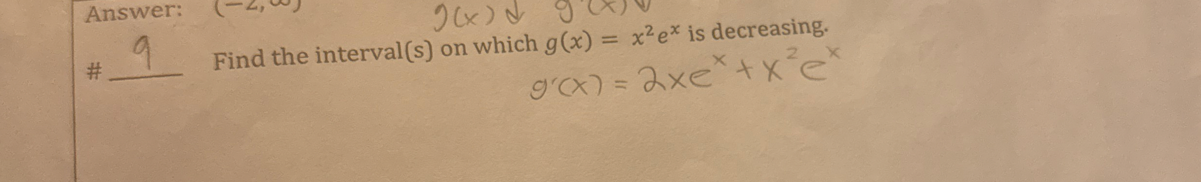 # q , Find the interval ( s ) on which g ( x ) =