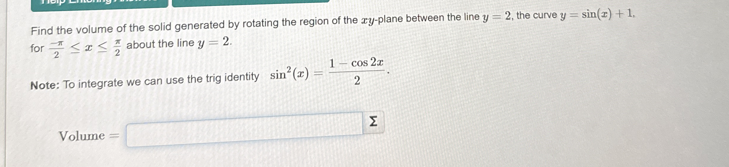 Find the volume of the solid generated by